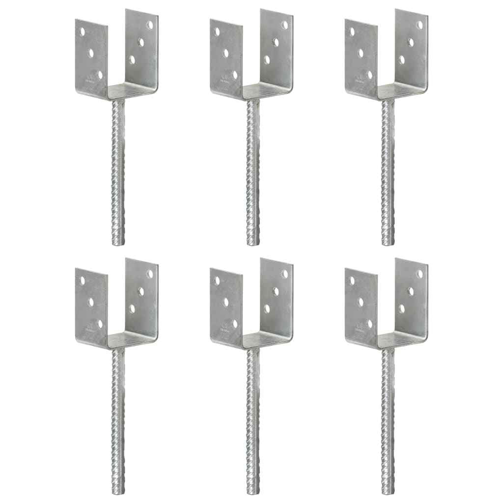 vidaXL Âncoras de vedação 6 pcs 7x6x30 cm aço galvanizado prateado